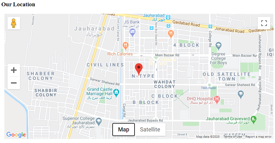 google map on html web page using API